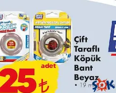 BOSS TAPE ÇİFT TARAFLI KÖPÜK BANT BEYAZ 19 MMX2 M BOSS TAPE ÇİFT TARAFLI KÖPÜK BANT BEYAZ 19 MMX2 M